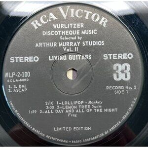 Arthur Murray Wurlitzer Discotheque Music Vol II Living Guitars Compact 33 Vinyl